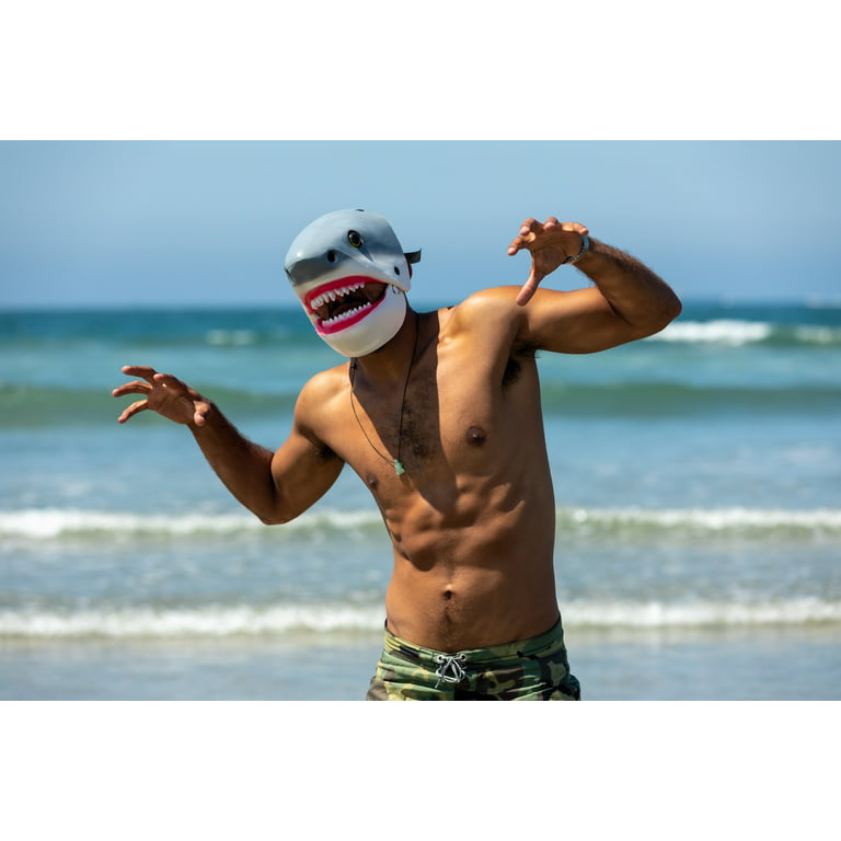 Blue Plush Halloween Shark Head Mask Mascot Costumes