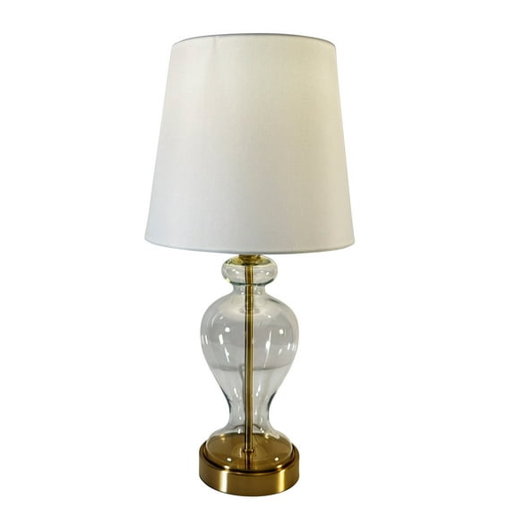 Brass Glass Urn Table Lamp- White Shade
