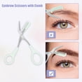 thumbnail image 4 of Unique Bargains Eyebrow Trimmer Scissors Comb Stainless Steel Green, 4 of 7