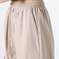 thumbnail image 4 of Fengqque Ladies' Solid Elastic Waist Drawstring Loose Wide Legs Cargo Pants Multi-pocket Tapered Pants Khaki XL(XL), 4 of 6