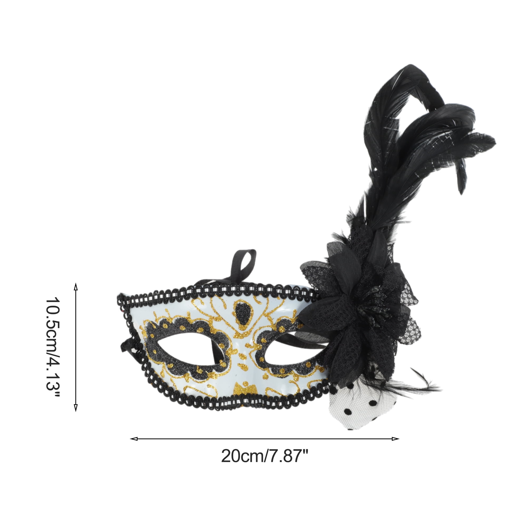 Unique Bargains 1 Pack Elegant Feather King Half Face Party Mask Black