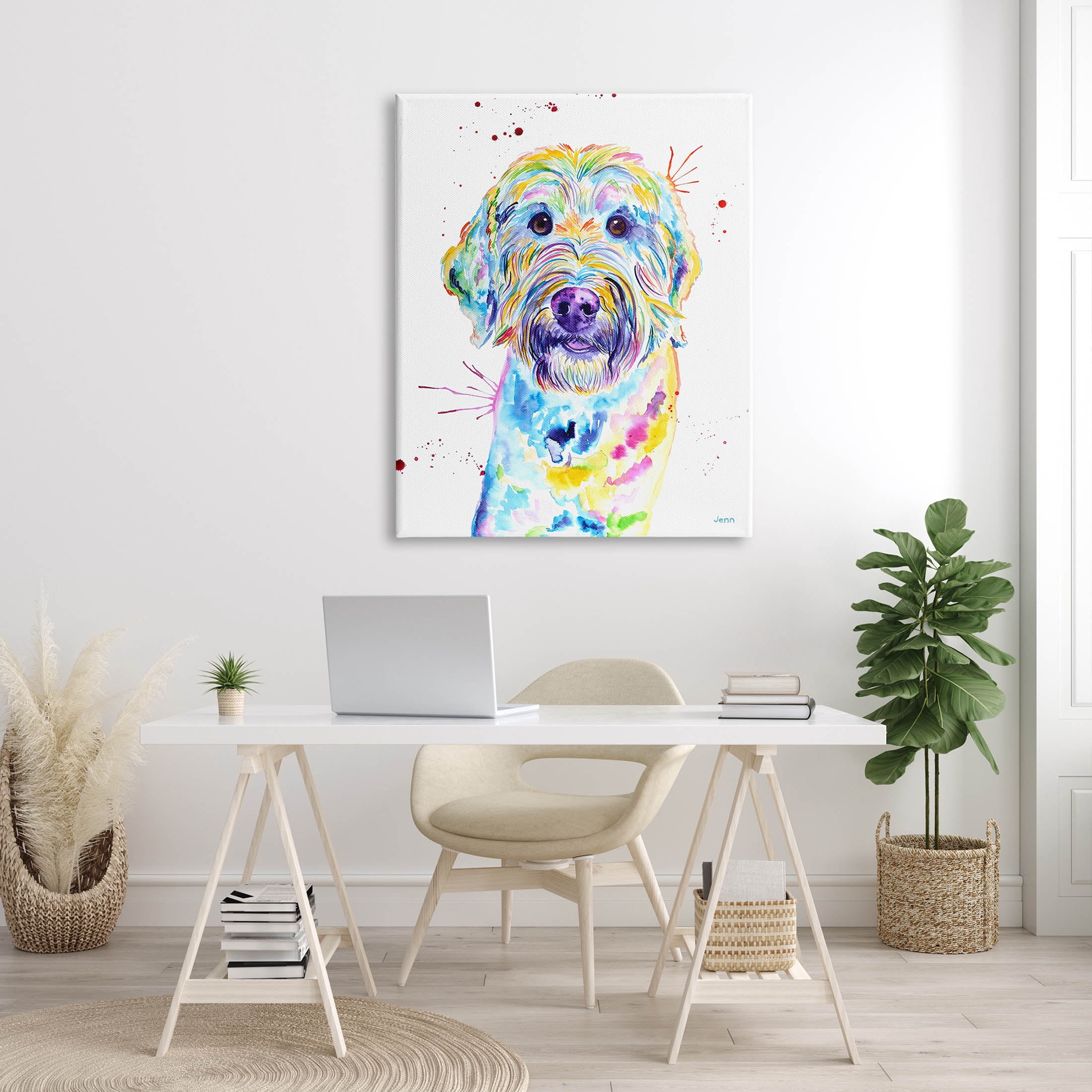 Vivid Goldendoodle Dog Pet Animals & Insects Graphic Art Gallery Wrapped Canvas Print Wall Art