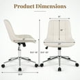 thumbnail image 3 of Costway Chaise de Bureau Sans Accoudoirs Rembourrée avec Hauteur Réglable et Roulettes pour Petits Espaces Blanc, 3 of 10