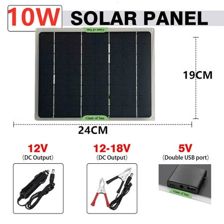 

5W/10W/20W Dual USB Port Fast Charging Solar Panel 12V Trickle Charge Battery Charger Maintainer Marine RV Car T-IT