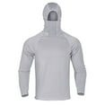 thumbnail image 2 of Chandail de Pêche Uni à Capuche pour Homme Mince Léger Extensible avec Trou pour le Pouce Haut pour Plein Air Randonnée Escalade Cyclisme, 2 of 8