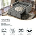 thumbnail image 5 of Bonzy Home Pullout Bed Convertible Sofa Bed Versatile Velvet Sofa,55 Inch Couch Adjustable Backrest, Gray, 5 of 8