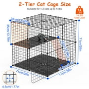Imountek Cat Cages Indoor, 2 Tier Cat Enclosure with Climbing Ladder for 1-2 Pets Detachable Metal Wire Playpen