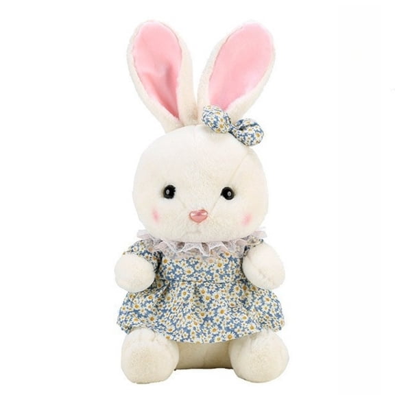 Easter White Bunny Plush Doll Soft Stuffed Rabbit for Spring Decor, Gift & Display