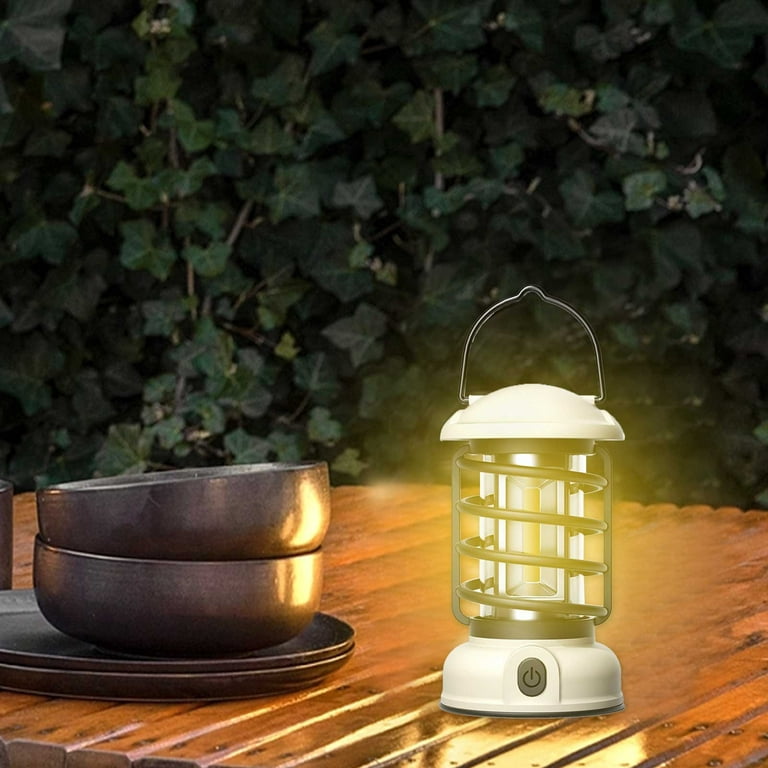 PINSAI LED Camping Lantern,Rechargeable Retro Metal Camping Light,Battery  Powered Hanging Candle Lamp ,Portable Waterpoor Outdoor Tent Bulb,  Emergency