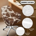 thumbnail image 5 of Xoenoiee Brown Cow Print Curved Back Chair Covers Slipcovers with Arms, Stretch Bar Stool Cover Square Jacquard Dining Chair Cover Swivel Stool Chair Protector Cover for Counter High Stool, 5 of 7