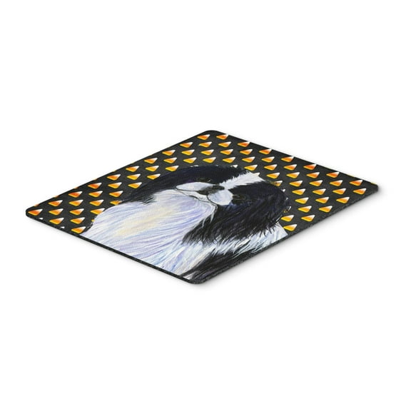 "Japanese Chin Candy Corn Halloween Portrait Mouse Pad Hot Pad or Trivet"