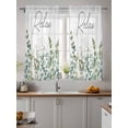 thumbnail image 2 of Green Eucalyptus Leaves Tier Curtains 45 Inch Length,Sheer Curtains for Bedroom Living Room,Summer Botanical Vintage Wooden Rod Pocket Voile Drapes Kitchen Curtains Small Window 27.5"x45" 2 Panels, 2 of 7