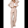 thumbnail image 2 of Conjuntos de 2 Piezas para Mujer: Blazer Elegante, Chaqueta, Pantalón Recto de Cintura Alta, Conjunto Informal de Negocios. Albaricoque L, 2 of 10