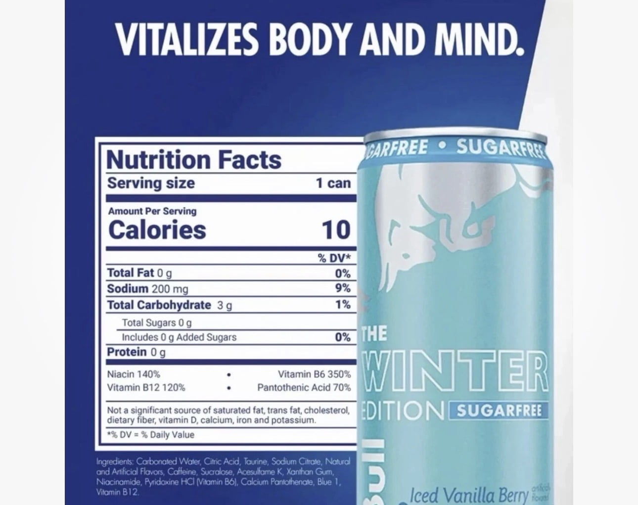 Red Bull Winter Edition Energy Drink Iced Vanilla Berry Sugar Free 4 Pack 12 fl oz