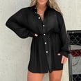 thumbnail image 2 of YDLCAFD Women's Fashion Solid Color Long Sleeve Shorts Shirt Onesize XXXXL, 2 of 8