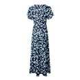 thumbnail image 5 of vigerkar Women's Flowy Chiffon Maxi Dress - Floral Print Beach Cover Up with V-Neck, Ruffle Sleeves for Vacation Dark Blue, 3XL, 5 of 7