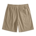 thumbnail image 4 of Nestiefly Men's Casual Shorts Waffle Elastic Waist Drawstring Workout Running Jogging Beach Sweat Shorts with Pockets Khaki 3XL, 4 of 5