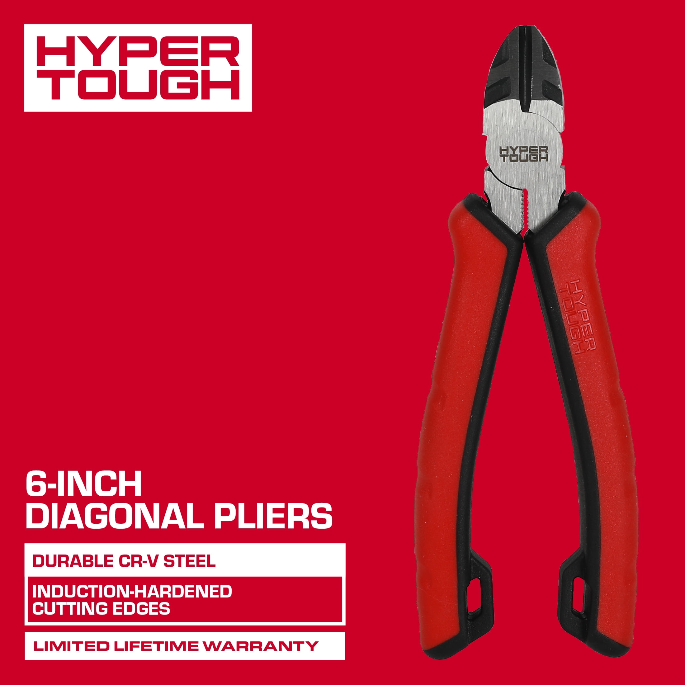 Hyper Tough 6inch Diagonal Pliers with Dual Material Comfor