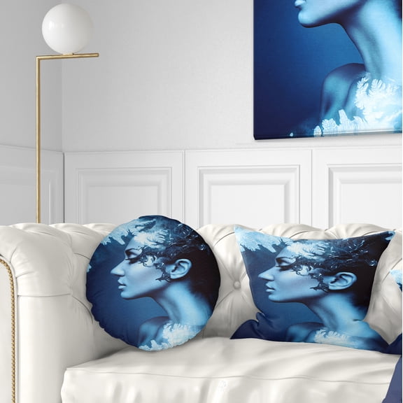 Designart Winter Woman with Splash - Portrait Throw Pillow - 12x20