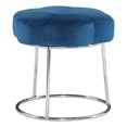 thumbnail image 1 of Linon Tabouret de Coiffeuse Rembourré en Forme de Fleur avec Base Argentée en Velours Bleu Marine, 1 of 16