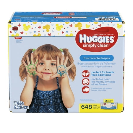 Huggies Simply Clean Baby Wipes, Scented, 9 packs of 72 (648 ct)
