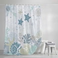 thumbnail image 3 of Coastal Coral Shower Curtains for Bathroom, Summer Beach Conch Starfish Ocean Waterproof Fabric Shower Curtain, Decorative Bathroom Curtain for Bathtub, 66"x72" , No Hooks Included, 3 of 9