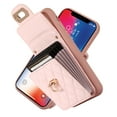 thumbnail image 3 of Wallet Case Designed for iPhone XS, iPhone X, with 6 Card Holder Slots RFID Blocking Shoulder Wallet Case Crossbody Strap Shockproof Leather Kickstand Phone Case For iPhone X/XS, Pink, 3 of 11