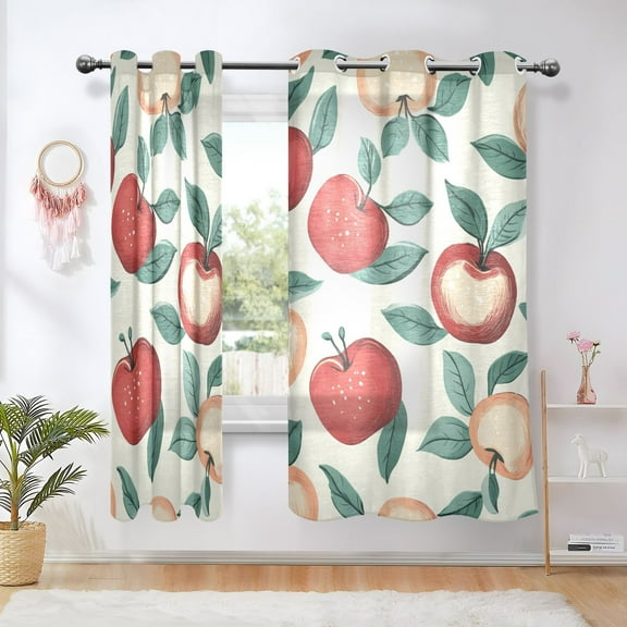 Red Yellow Apples Blackout Curtains 63 inch Length 2 Panels Window Decoration Curtains for Bedroom Living Room