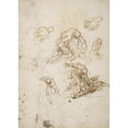 thumbnail image 2 of Jacopo Palma il Giovane 18x24 Gold Ornate Framed and Double Matted Museum Art Print Titled - Studies for Cain Slaying Abel (1548-1628), 2 of 4