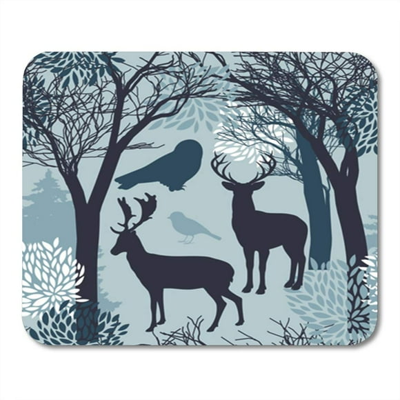 POGLIP Silhouettes of Trees Leaves Deers and Birds Endless Winter Mousepad Mouse Pad Mouse Mat 9x10 inch