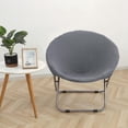 thumbnail image 3 of Jacquard Fabric Saucer Chair Slipcover Removable Moon Chair gray, 3 of 8