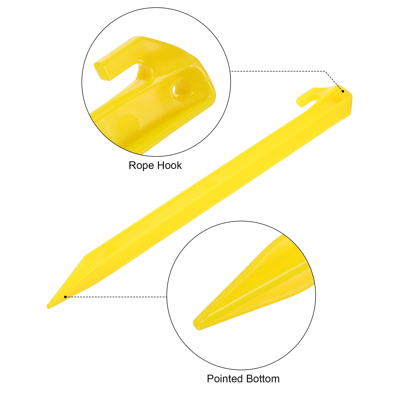 Uxcell 12 Inch Plastic Camping Tent Stakes Pegs with Hook Yellow 12Pcs