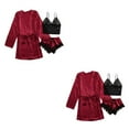 thumbnail image 2 of tssuouriy Pyjama Respirant et Confortable pour Femmes Ensemble de Pyjama Style Pyjama pour Femmes Bordeaux L 2Ensemble, 2 of 6