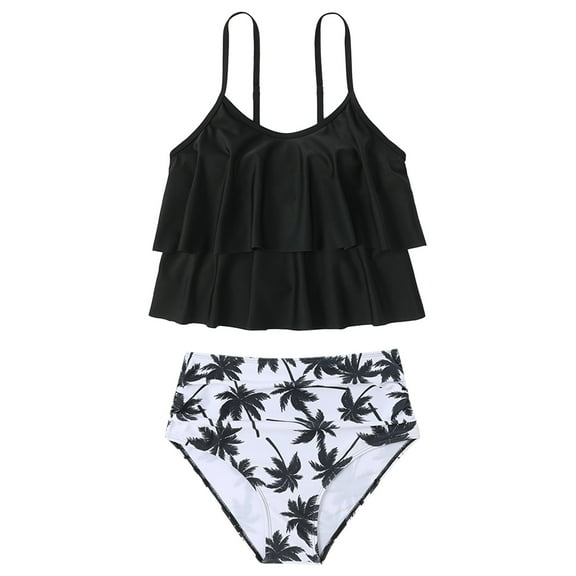 Aayomet Ruffled High Waist Split Beachwear Swimming Swimsuits Two Pieces For Women Bikinis Swimwear Junior Bathing Suits,Gray Small