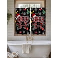 thumbnail image 4 of Black Christmas Living Room Curtains 2 Panel, Xmas Snowflakes Trees Wreaths Bells Cartoon Cafe Window Treatment, Farmhouse Bedroom Bathroom Kitchen Curtains Drapes 104"x54", 4 of 6
