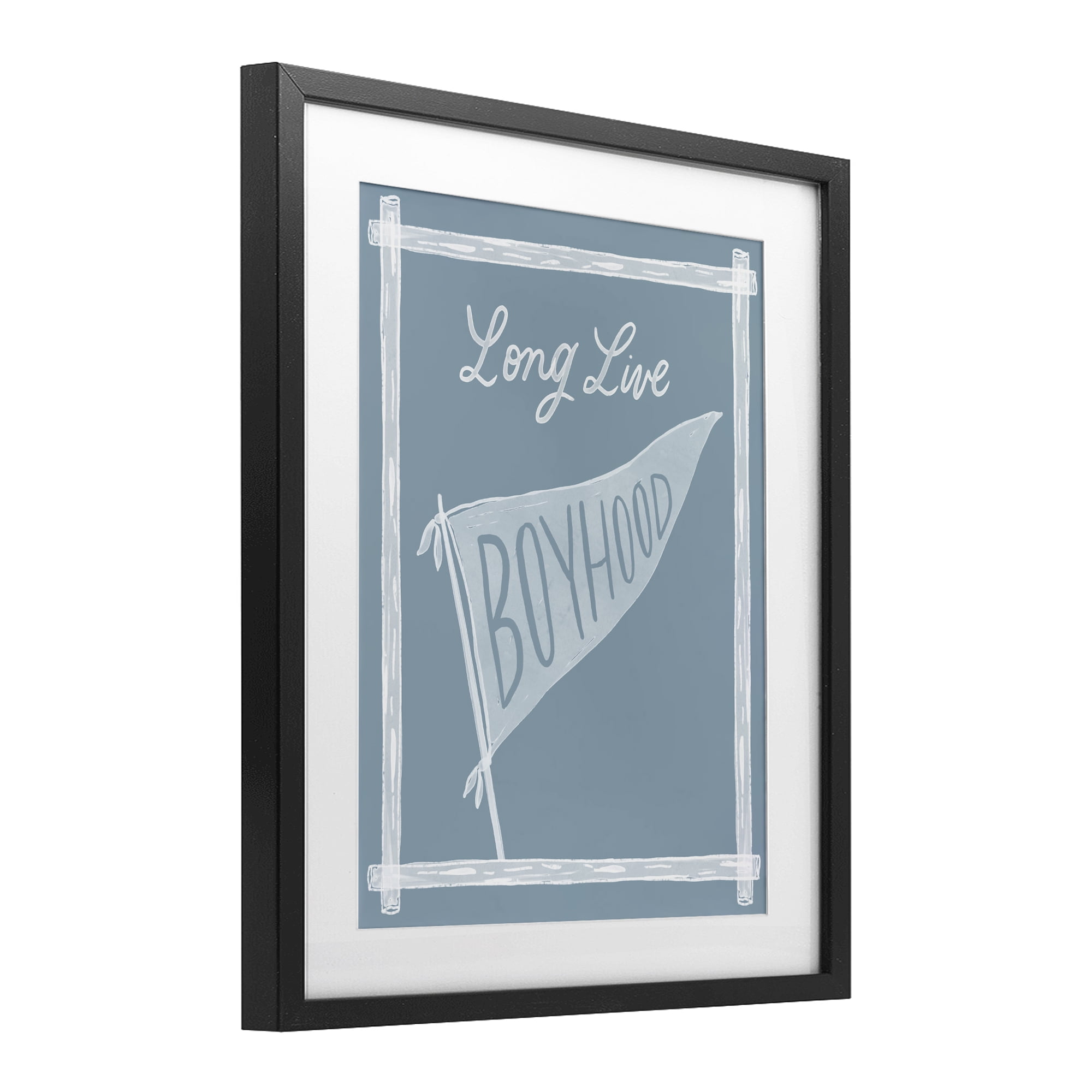 Stupell Industries Long Live Boyhood with Border Black Framed Print Under Glass, design by Cherrywood Lane