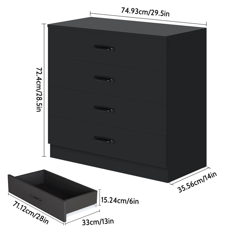 HOMMPA 4 Drawers Dresser, Black Storage Cabinet for Bedroom, Modern Chest with Metal Handles - Walmart.com HOMMPA 4 Drawers Dresser, Black Storage Cabinet for Bedroom, Modern Chest with Metal Handles - Walmart.com