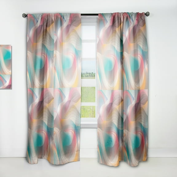 Designart 'Shining Colour Waves Retro Pattern' Mid-Century Modern Curtain Panel