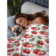 thumbnail image 3 of Full Flat Sheet 81"x96", Strawberry Soft Lightweight Bedding Flat Sheets Only, Tropical Summer Red Fruit Cherry Blossoms Brushed Microfiber Top Bed Sheet, Breathable StainResistant Bedsheets, 3 of 9