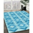 thumbnail image 3 of Ahgly Company Machine Washable Indoor Square Transitional Deep Sky Blue Area Rugs, 6' Square, 3 of 7