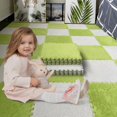 thumbnail image 5 of 16pcs 0.6" Thickened Interlocking Tile Mats,Fluffy Shaggy Soft EVA Foam Area Rug for Living Room & Bedroom,Non-Slip Protective Floor Carpet Play Mat Kids Baby Dorm Home Decor (11.8ft, Green), 5 of 15