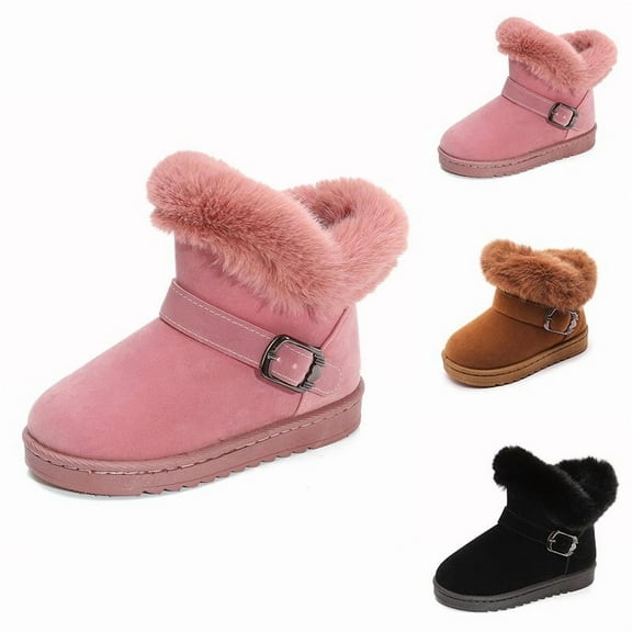breaise Girl's Winter Ankle Boots Warm Fleece Lien Booties Shoes for Toddler Kid Snow Boots