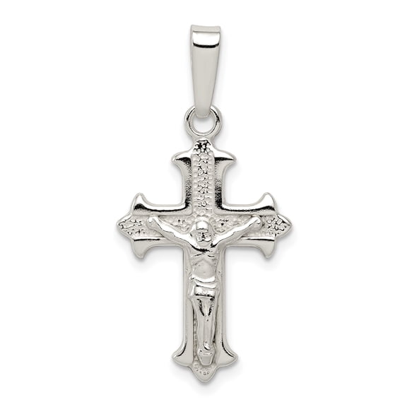 Sterling Silver Polished Textured Crucifix Pendant QC8309
