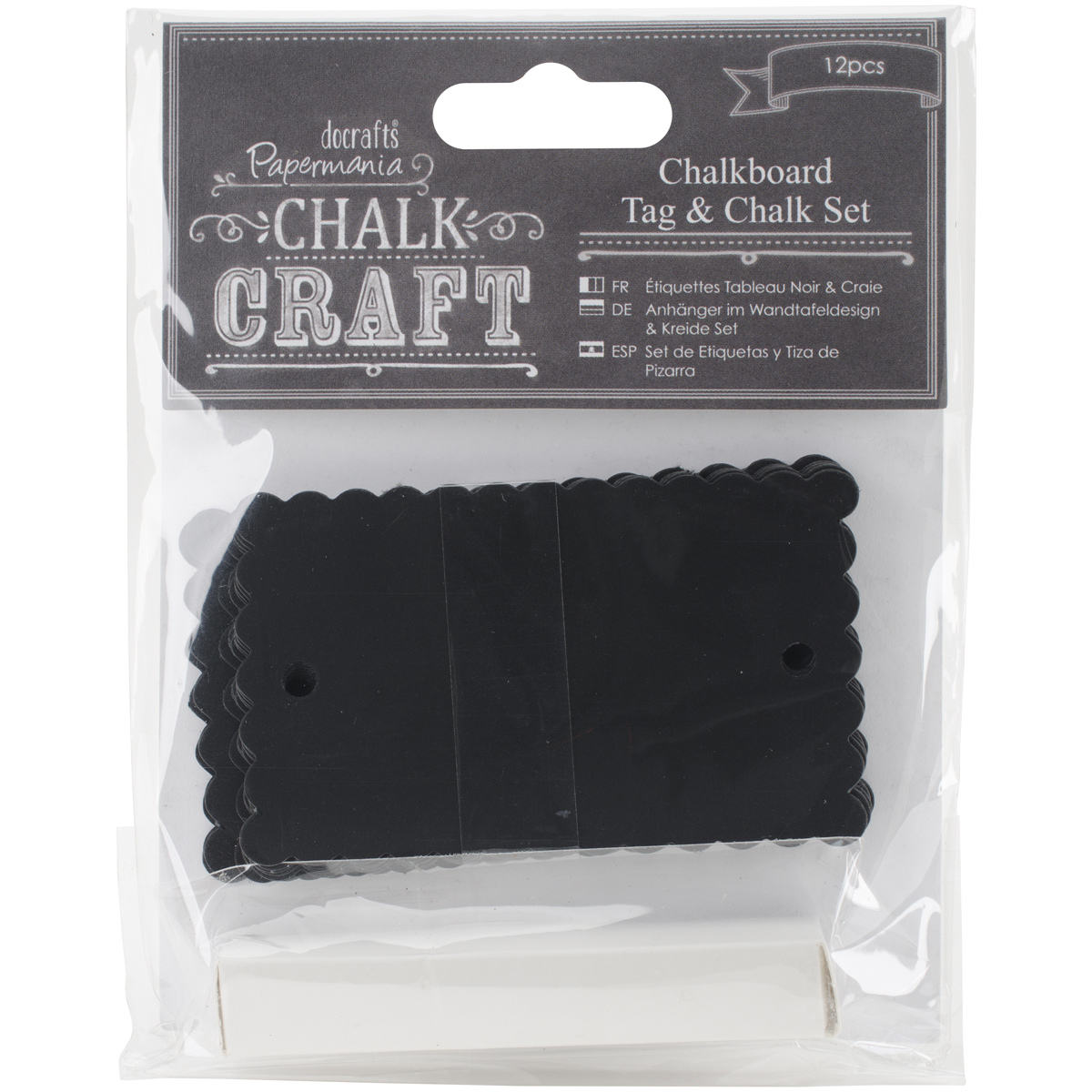 Chalk Craft Chalkboard Tag & Chalk Set 12/PkgScalloped Rectangle, 1.