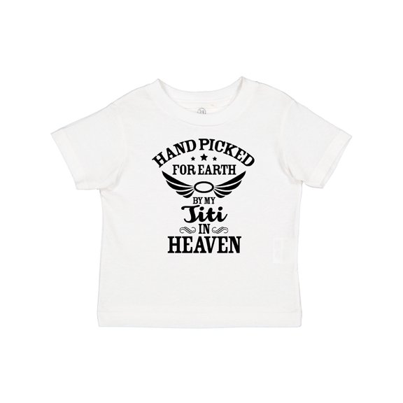 Inktastic Handpicked for Earth By My Titi in Heaven with Angel Wings Boys or Girls Baby T-Shirt