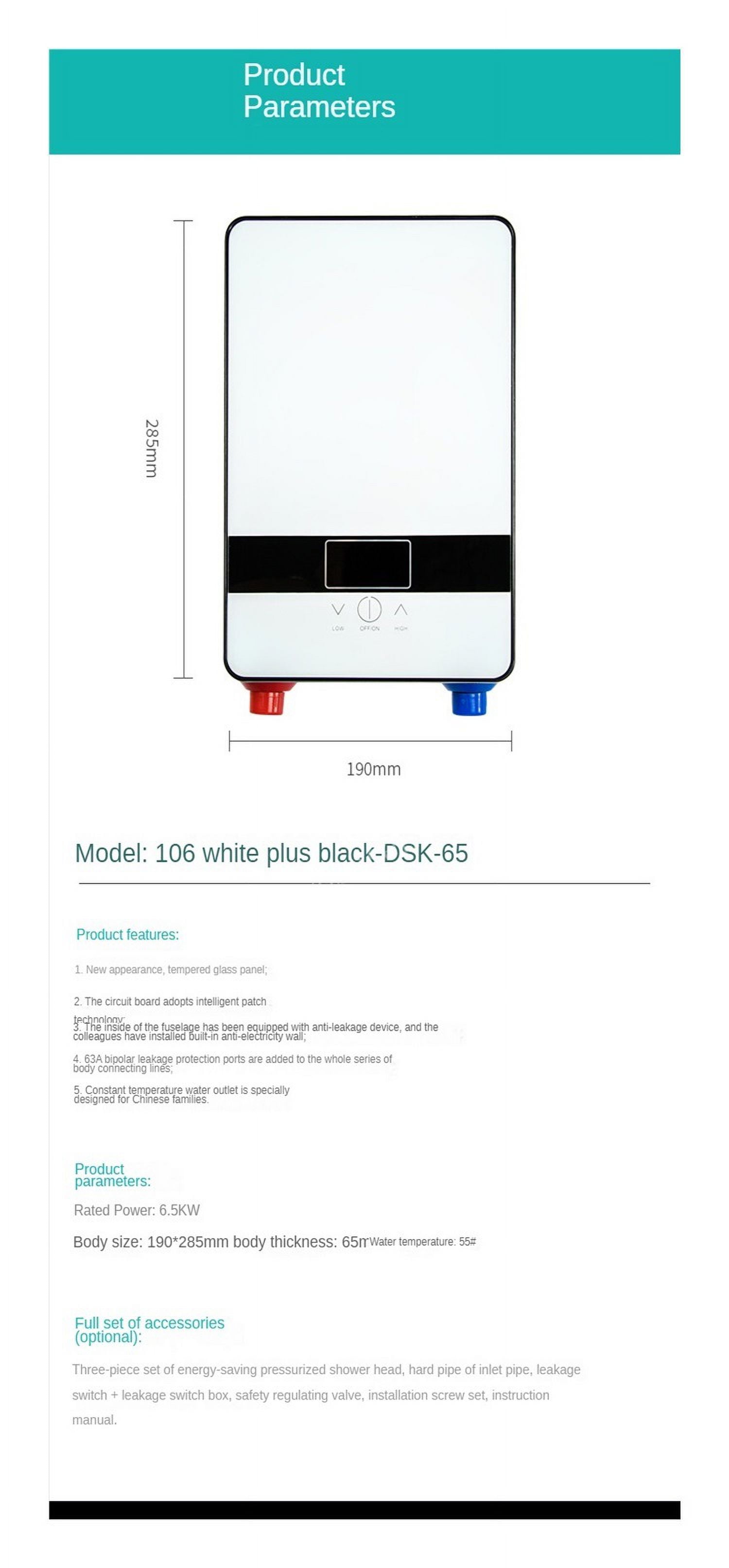 Instant Tankless Water Heater 5500W Thermostat Induction Heater Smart Touch Electric Heaters Shower ,Safety Protections