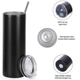 thumbnail image 2 of 6 Pack 20 oz Skinny Straight Tumbler Bulk, Stainless Steel Double Wall Insulated Tumblers with Lids and Straws, 20 oz Slim Travel Cup for Drinks Coffee Water, Diy Gift Tumbler, Black, 2 of 6