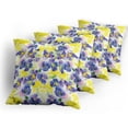 thumbnail image 5 of Ambesonne Flower Throw Pillow Cover 4 Pack, Butterfly Violet Field, 16", Yellow Purple, 5 of 7