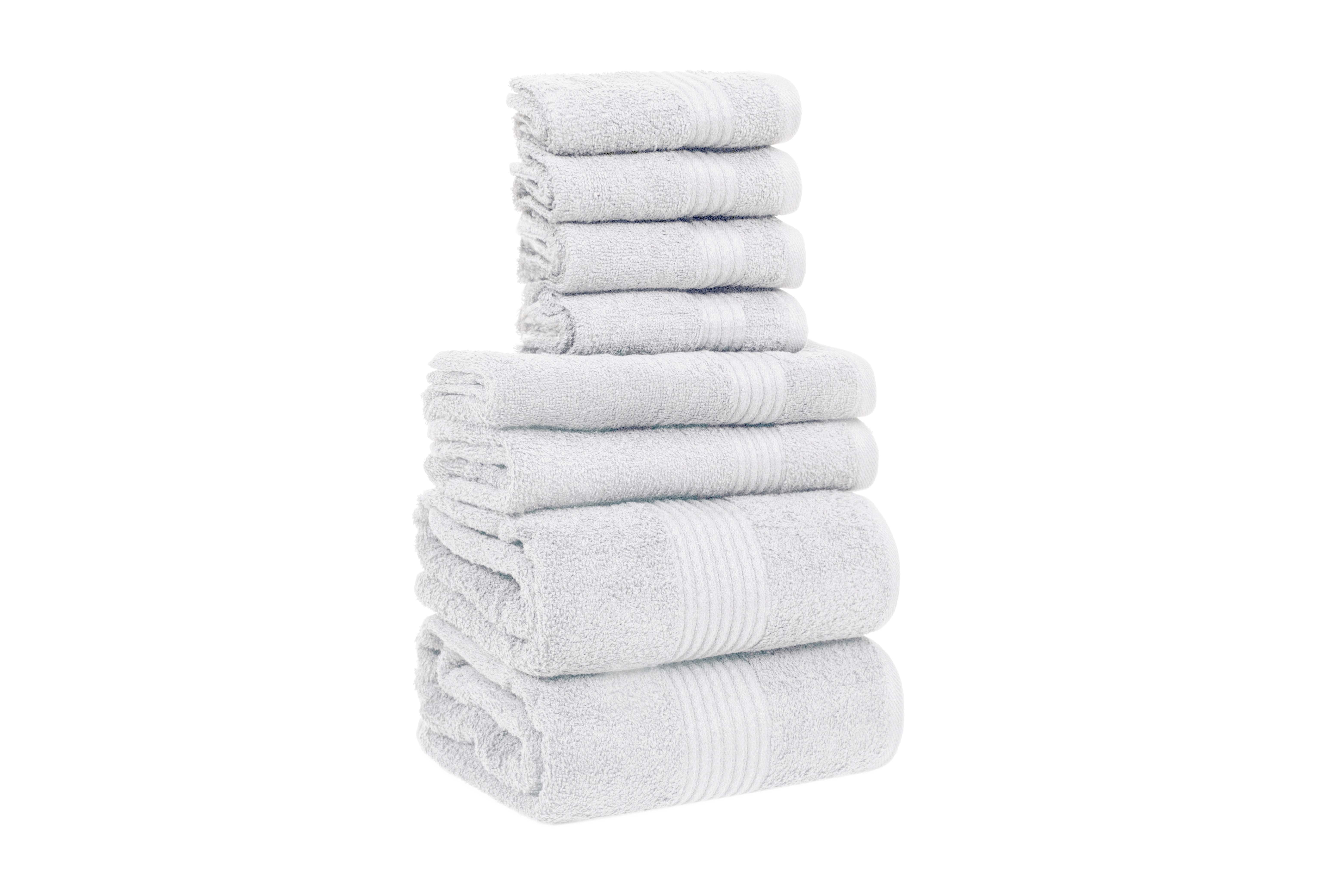Dewall Maisons Elegant White 8-Piece Towel Set - Plush ComFort & Superior Absorbency - 100% Cotton - 2 Bath Towels, 2 Hand Towels, 4 Washcloths - Luxurious Bathroom Essentials
