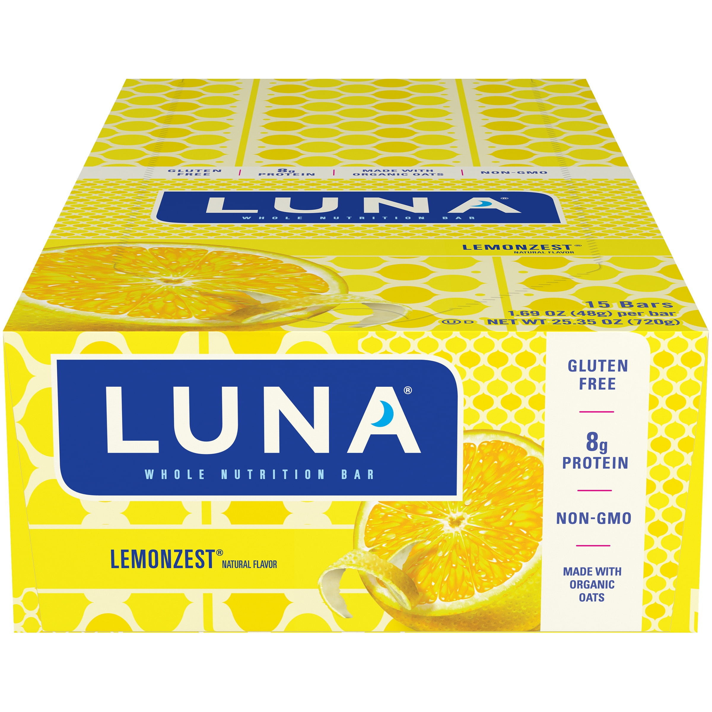 LUNA BAR Snack Bars, Gluten Free, Lemon Zest Flavor, 15 Ct, 1.69 oz